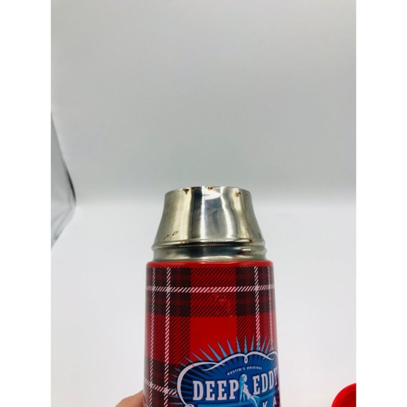 Austin’s original Deep Eddy Vodka red plaid 8 oz. thermos bottle with cup. - Picture 6 of 13